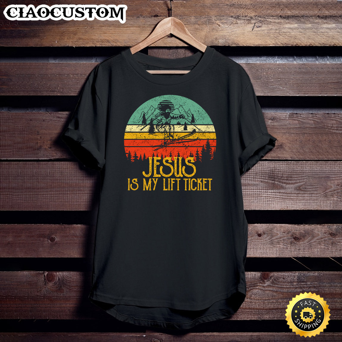 Jesus Is My Lift Ticket Retro Skiing Funny Skier Unisex T Shirt - Men Women T-Shirts