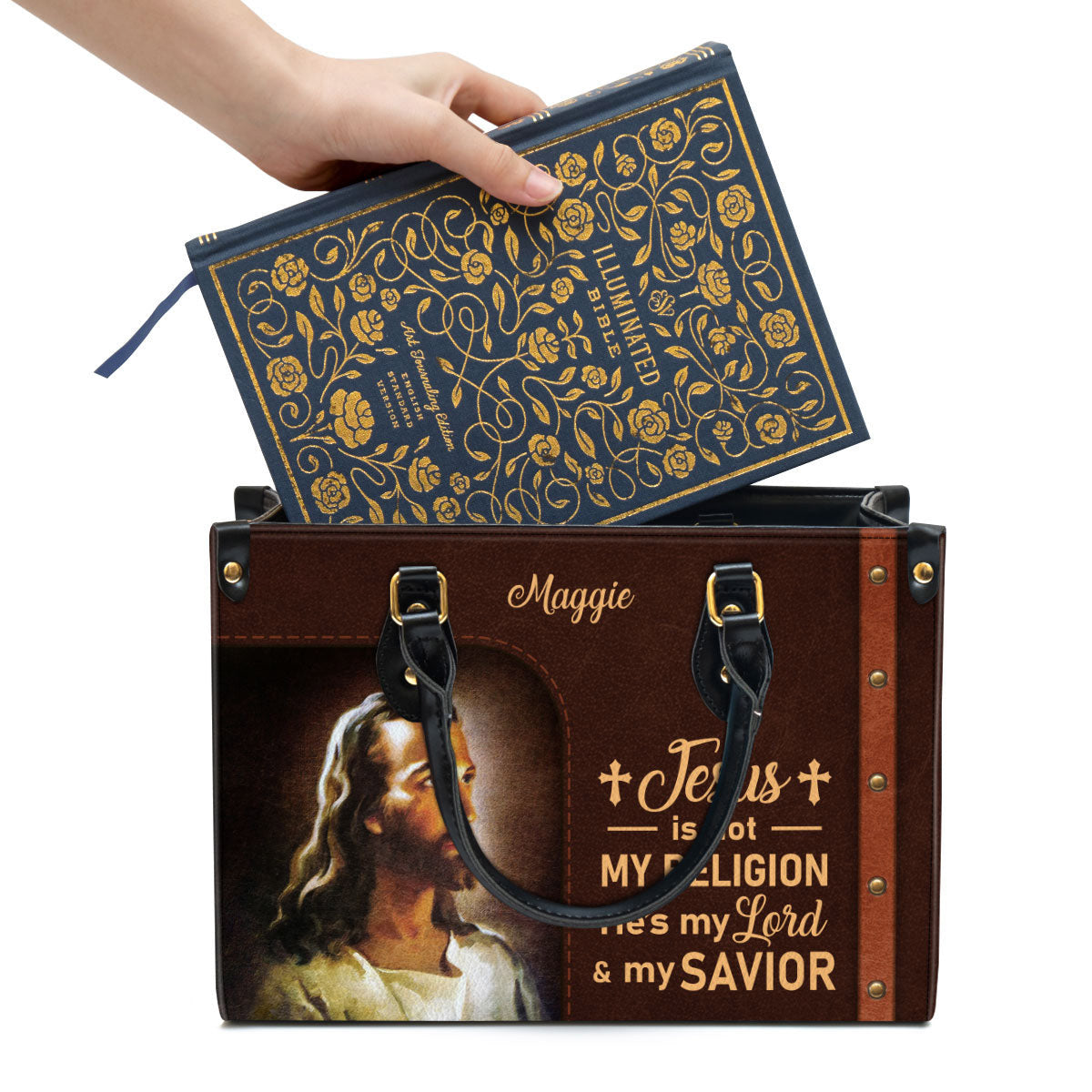 Jesus Is My Lord And My Savior Personalized Leather Bag For Women - Religious Gifts For Women