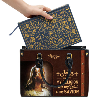 Jesus Is My Lord And My Savior Personalized Leather Bag For Women - Religious Gifts For Women