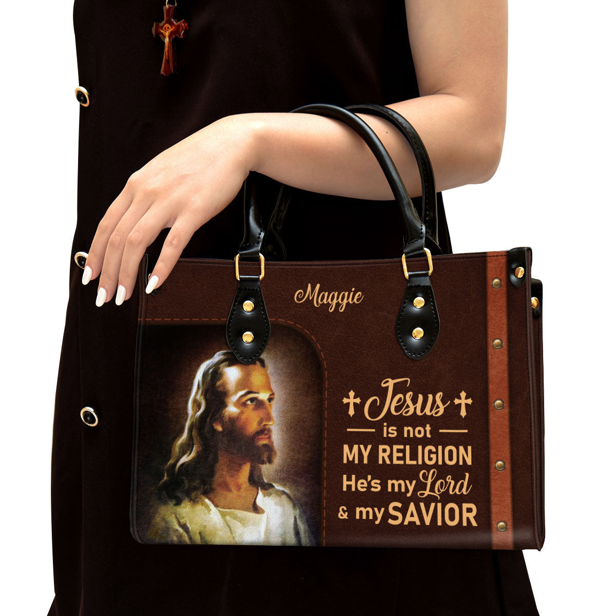 Jesus Is My Lord And My Savior Personalized Leather Bag For Women - Religious Gifts For Women