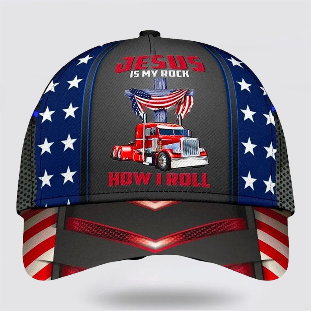 Jesus Is My Rock How I Roll Baseball Cap - Christian Hats for Men and Women