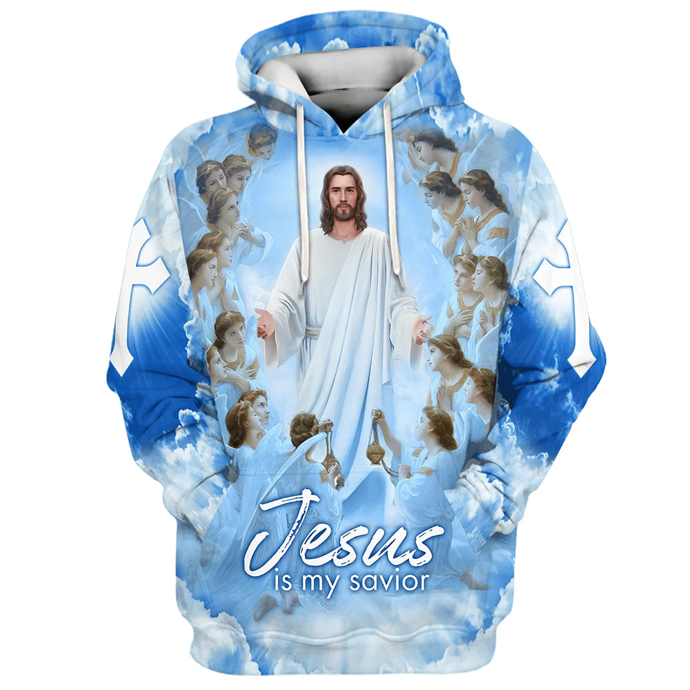 Jesus Is My Savior - Jesus And Angels 3D Hoodies - Jesus Hoodie - Men & Women Christian Hoodie - 3D Printed Hoodie