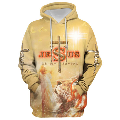 Jesus Is My Savior - Jesus And Lion Hoodie - Men & Women Christian Hoodie - 3D Printed Hoodie