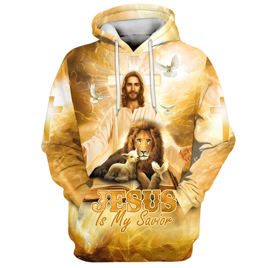 Jesus Is My Savior - Jesus Lion Sheep Dove 3d Hoodies - Jesus Hoodie - Men & Women Christian Hoodie - 3D Printed Hoodie