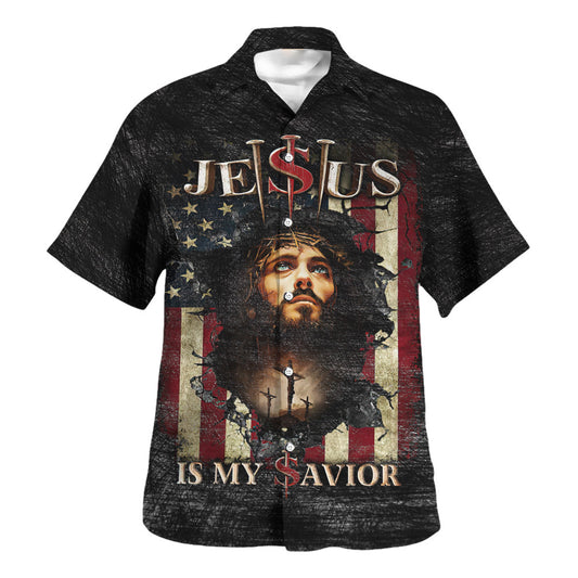 Jesus Is My Savior American Hawaiian Shirt - Christian Hawaiian Shirt - Religious Hawaiian Shirts