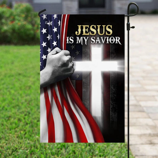 Jesus Is My Savior American House Flags - Christian Garden Flags - Outdoor Christian Flag