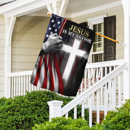 Jesus Is My Savior American House Flags - Christian Garden Flags - Outdoor Christian Flag