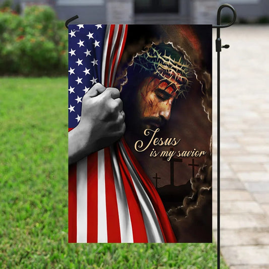 Jesus Is My Savior American US House Flags - Christian Garden Flags - Outdoor Christian Flag