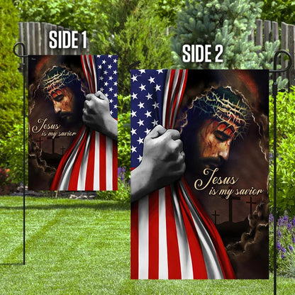 Jesus Is My Savior American US House Flags - Christian Garden Flags - Outdoor Christian Flag