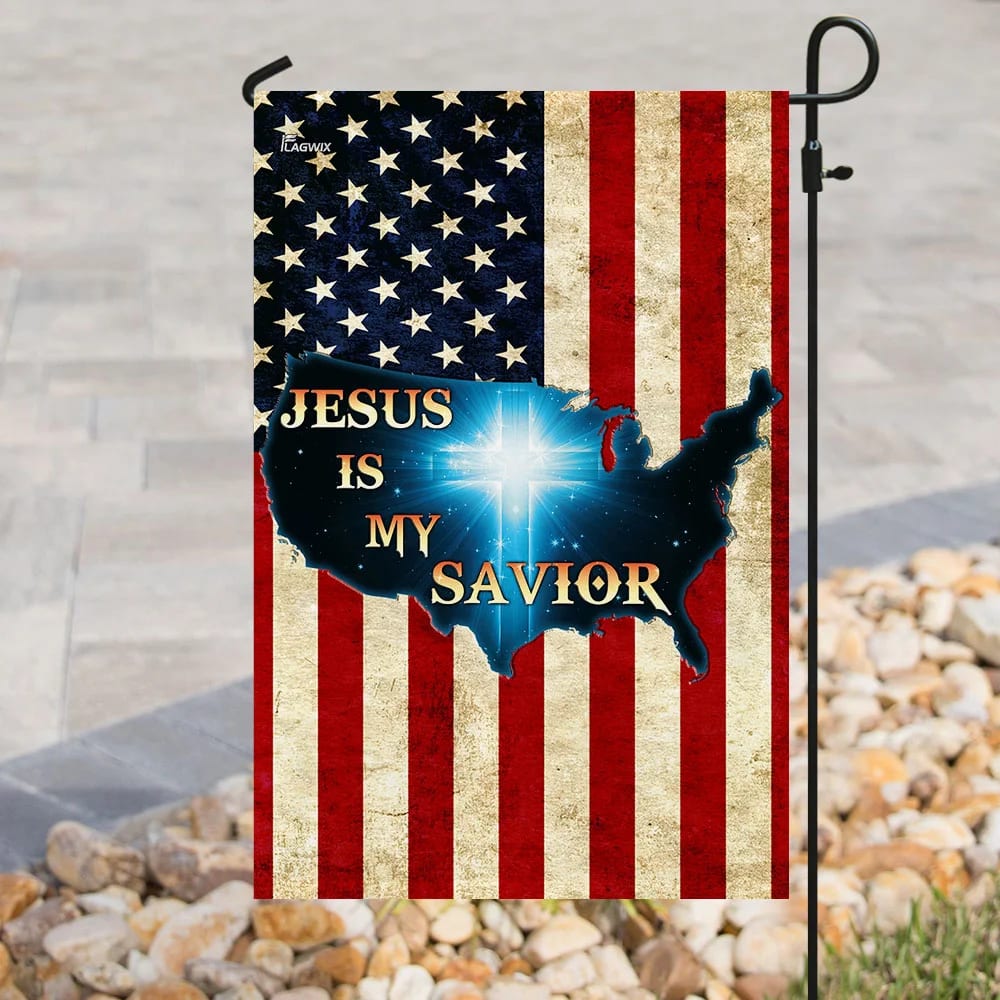 Jesus Is My Savior Christian Cross American House Flags - Christian Garden Flags - Outdoor Christian Flag