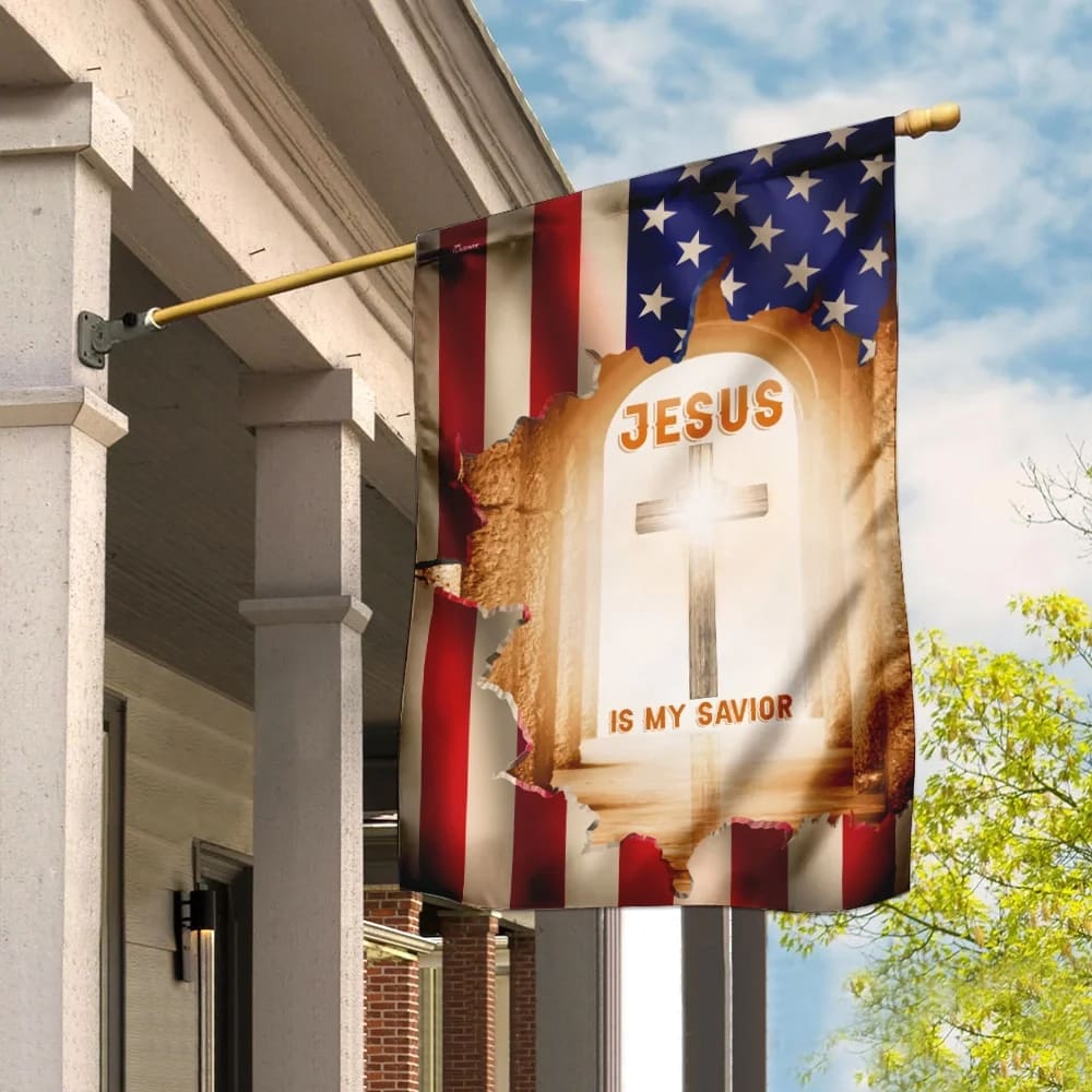 Jesus Is My Savior Christian Cross House Flag - Christian Garden Flags - Christian Flag - Religious Flags