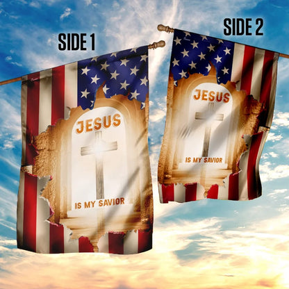 Jesus Is My Savior Christian Cross House Flag - Christian Garden Flags - Christian Flag - Religious Flags