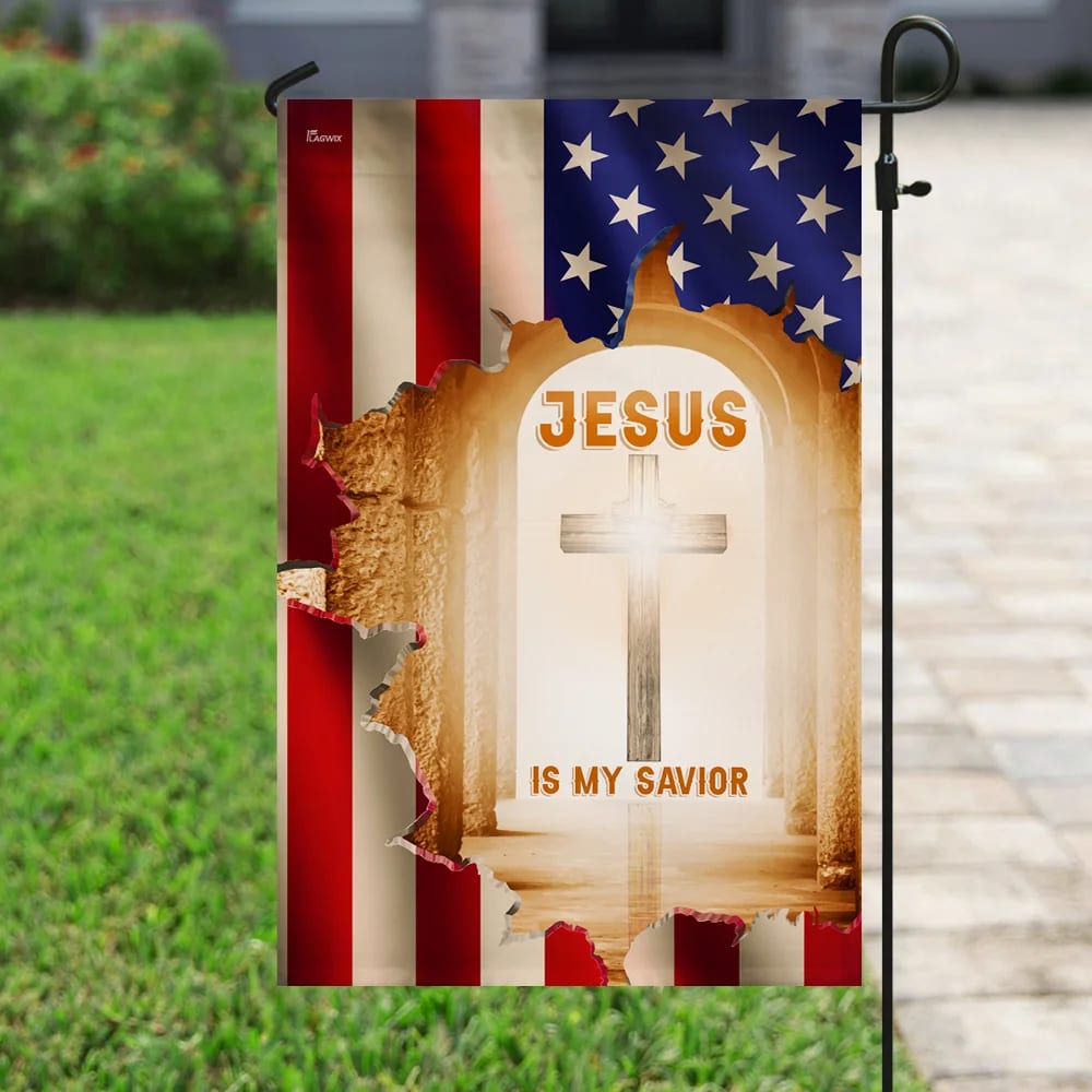Jesus Is My Savior Christian Cross House Flag - Christian Garden Flags - Christian Flag - Religious Flags