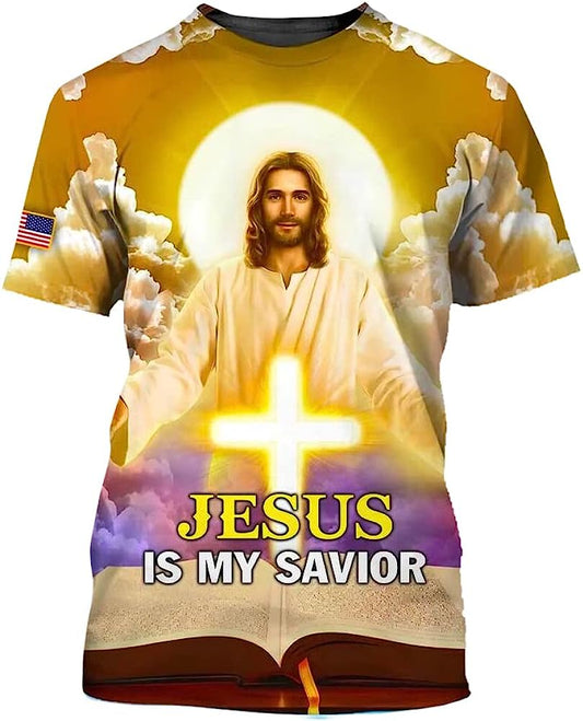Jesus Is My Savior Cross All Over Printed 3D T Shirt - Christian Shirts for Men Women