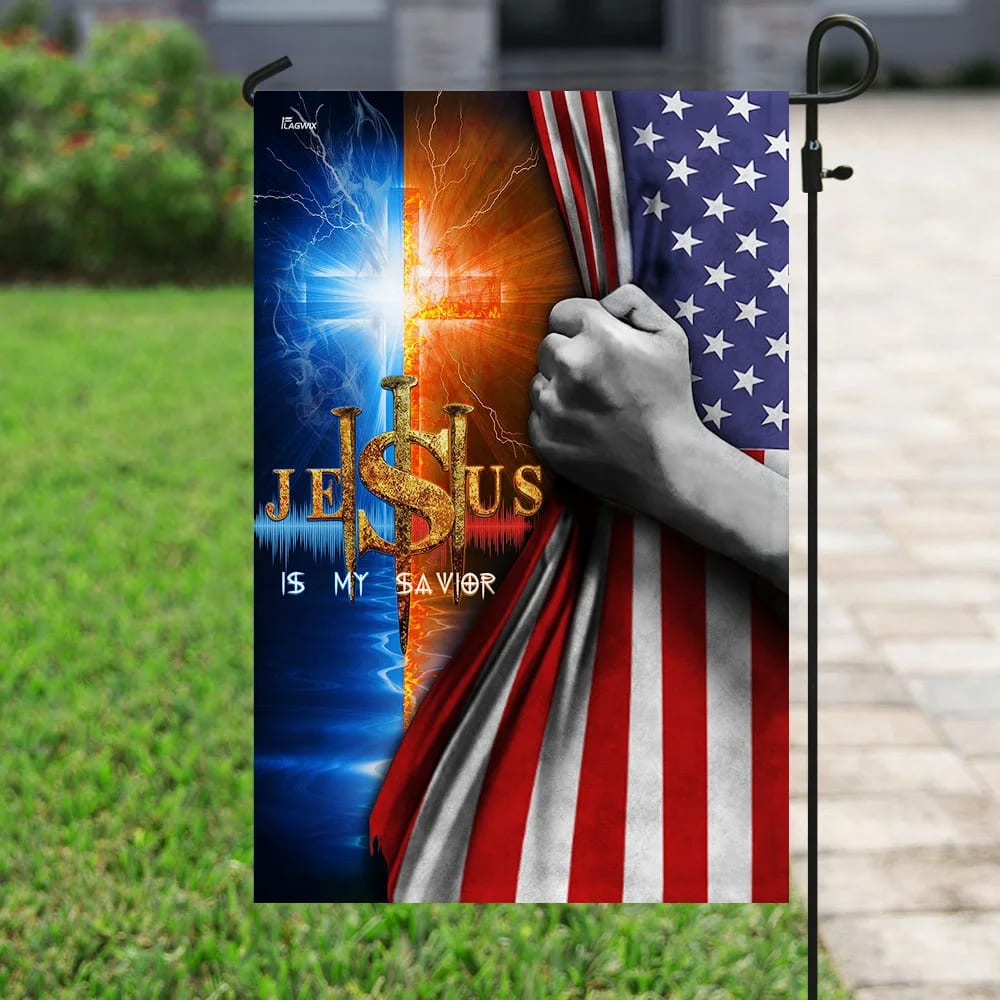 Jesus Is My Savior Cross House Flag - Christian Garden Flags - Christian Flag - Religious Flags