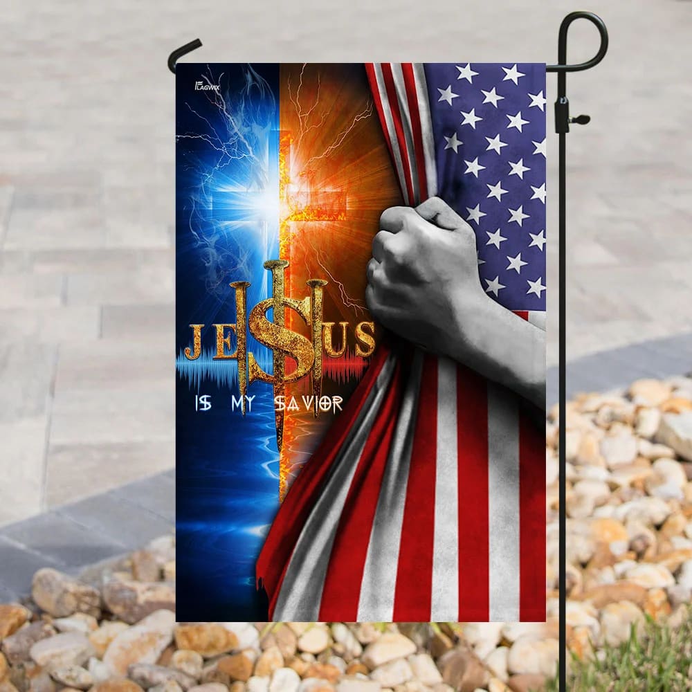 Jesus Is My Savior Cross House Flag - Christian Garden Flags - Christian Flag - Religious Flags