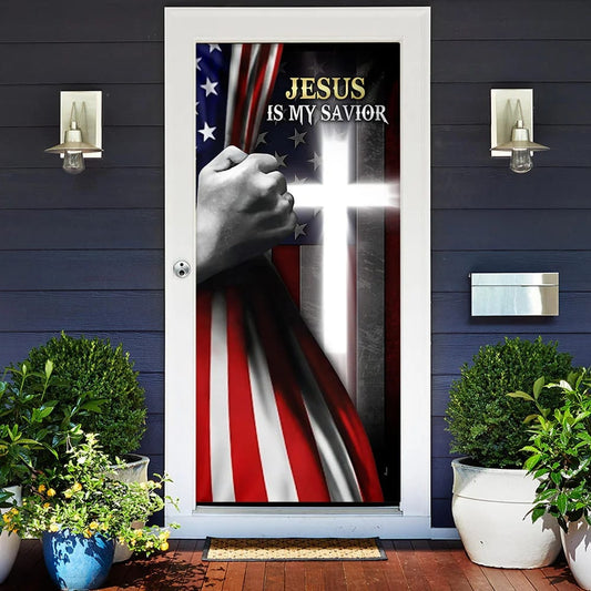 Jesus Is My Savior Door Cover - Religious Door Decorations - Christian Home Decor