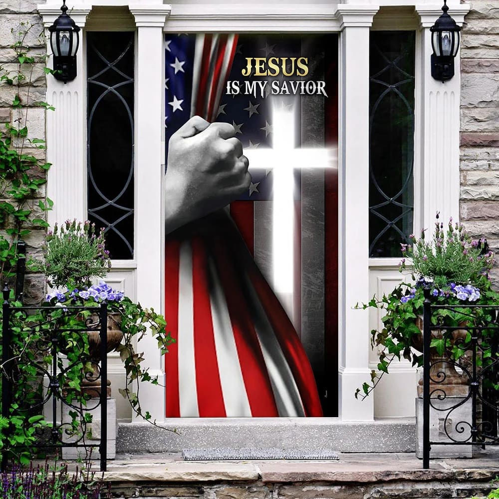 Jesus Is My Savior Door Cover - Religious Door Decorations - Christian Home Decor