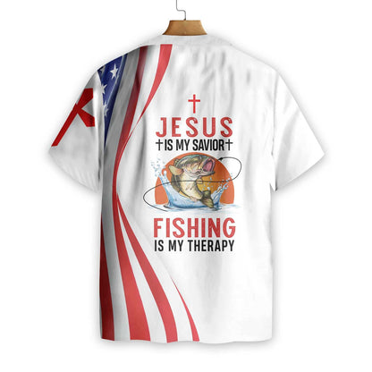 Jesus Is My Savior Fishing Is My Therapy Hawaiian Shirt - Christian Hawaiian Shirts For Men & Women