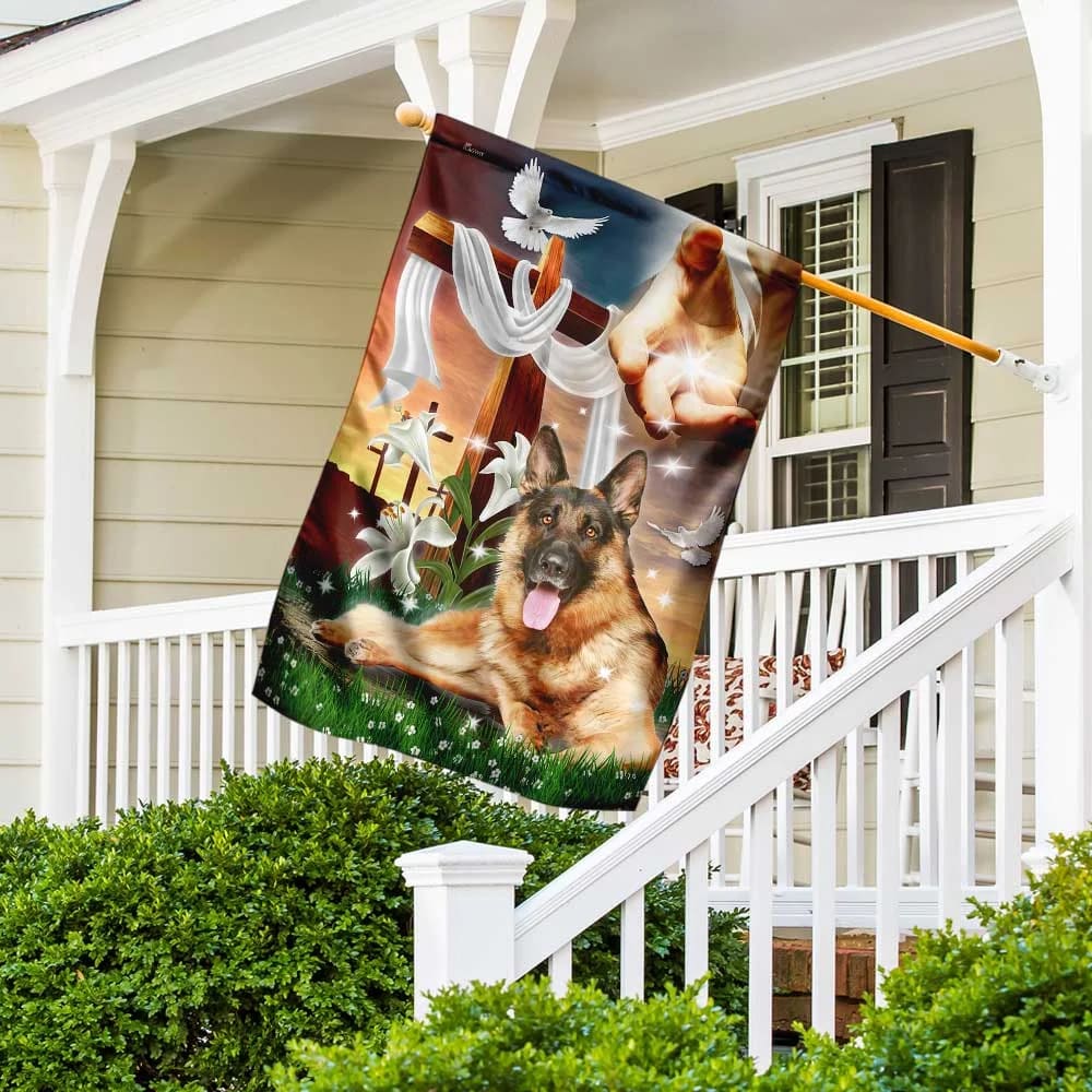 Jesus Is My Savior German Shepherd Is My Therapy House Flag - Christian Garden Flags - Christian Flag - Religious Flags
