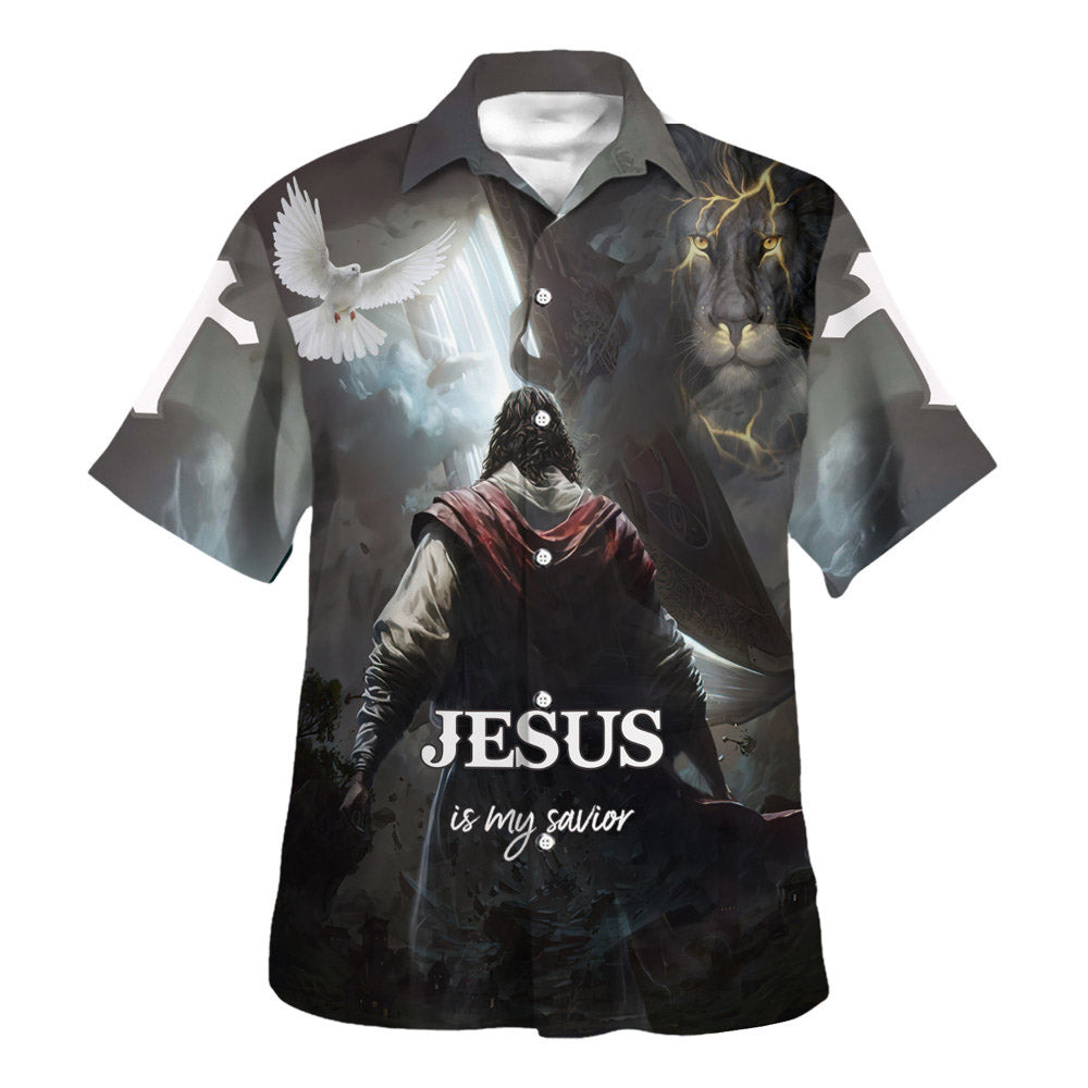 Jesus Is My Savior Hawaiian Shirt - Christ Jesus Anh The Lion Hawaiian Shirts For Men - Christian Hawaiian Shirt