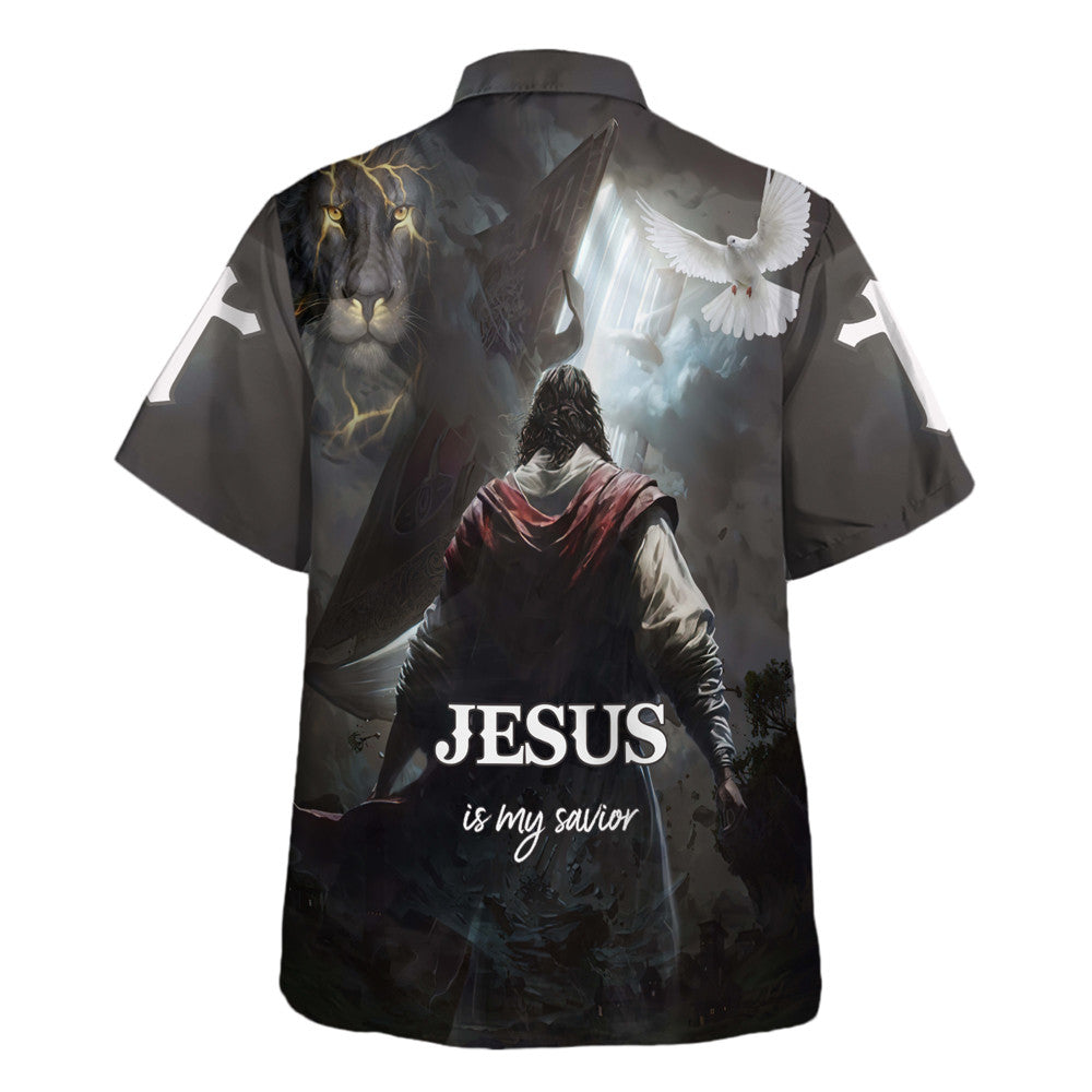 Jesus Is My Savior Hawaiian Shirt - Christ Jesus Anh The Lion Hawaiian Shirts For Men - Christian Hawaiian Shirt