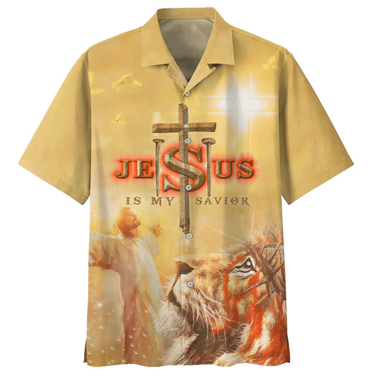 Jesus Is My Savior Hawaiian Shirt - Jesus Arms Wide Open Hawaiian Shirts - Christian Hawaiian Shirt - Jesus Hawaiian Shirts