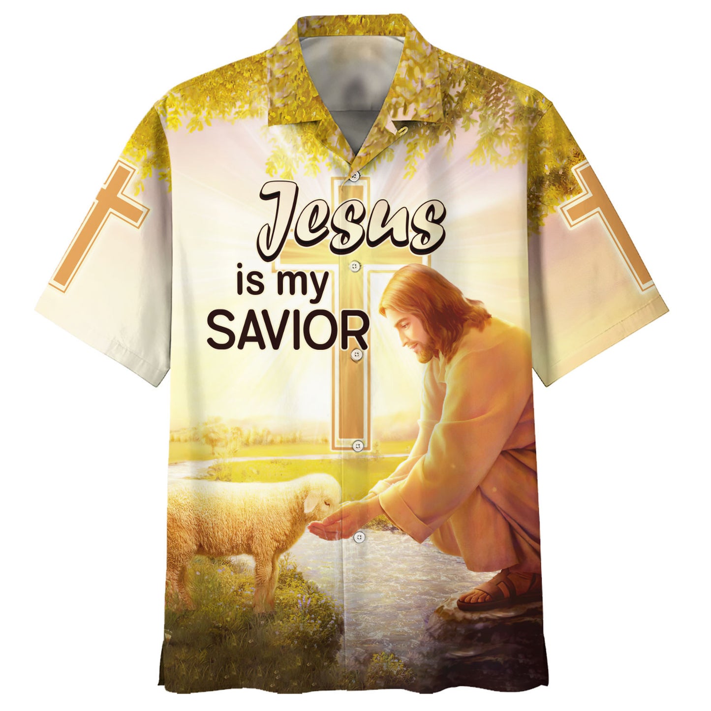 Jesus Is My Savior Hawaiian Shirt - Jesus Lamb Drinking Water Hawaiian Shirts - Christian Hawaiian Shirt