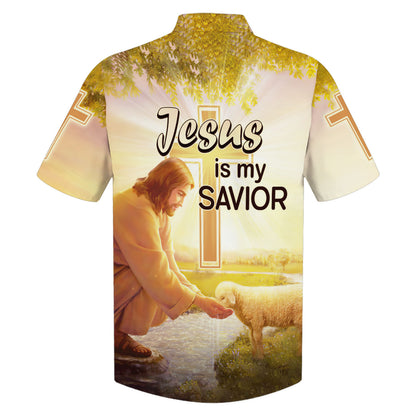 Jesus Is My Savior Hawaiian Shirt - Jesus Lamb Drinking Water Hawaiian Shirts - Christian Hawaiian Shirt