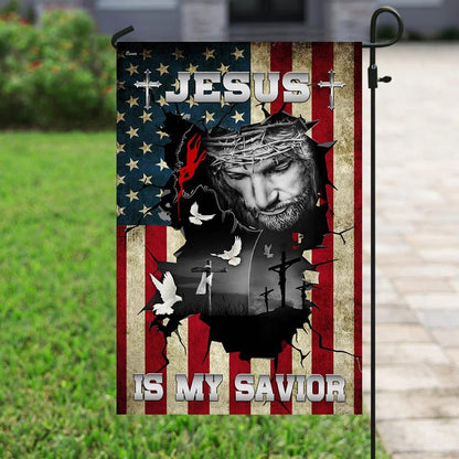 Jesus Is My Savior House Flags - Christian Garden Flags - Outdoor Christian Flag