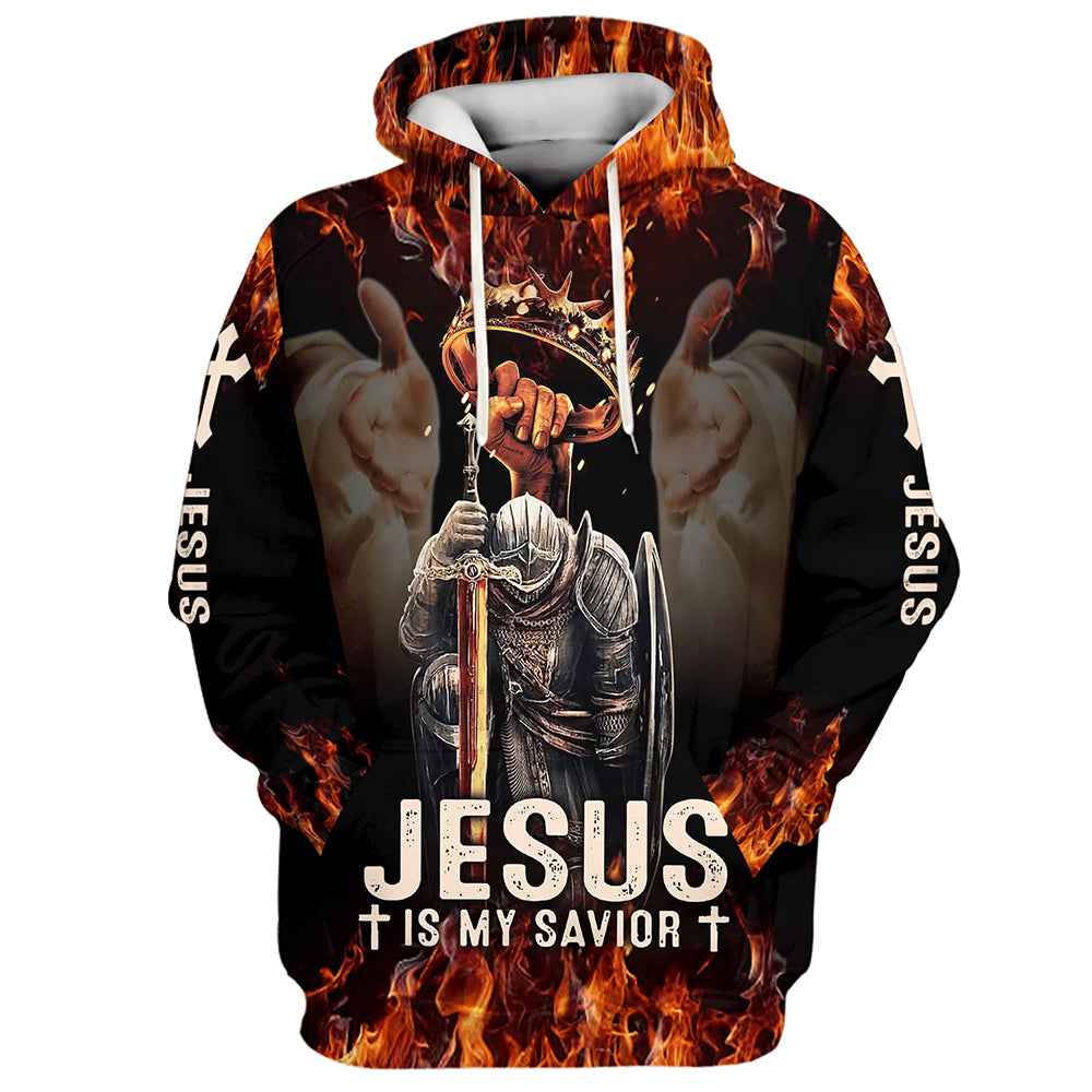 Jesus Is My Savior Knight 3d Hoodies - Jesus Hoodie - Men & Women Christian Hoodie - 3D Printed Hoodie