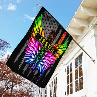 Jesus Is My Savior LGBT Wing House Flag - Christian Garden Flags - Christian Flag - Religious Flags