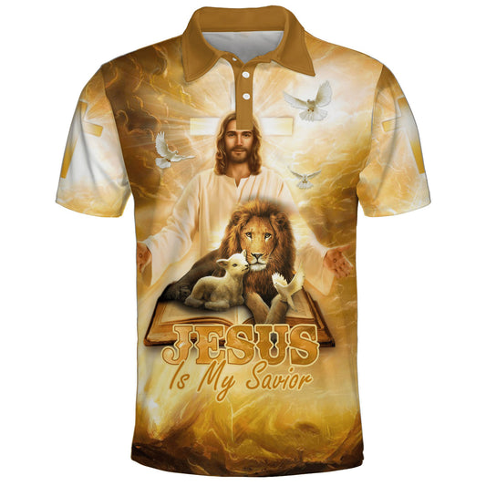 Jesus Is My Savior Lamb And Lion Polo Shirt - Christian Shirts & Shorts