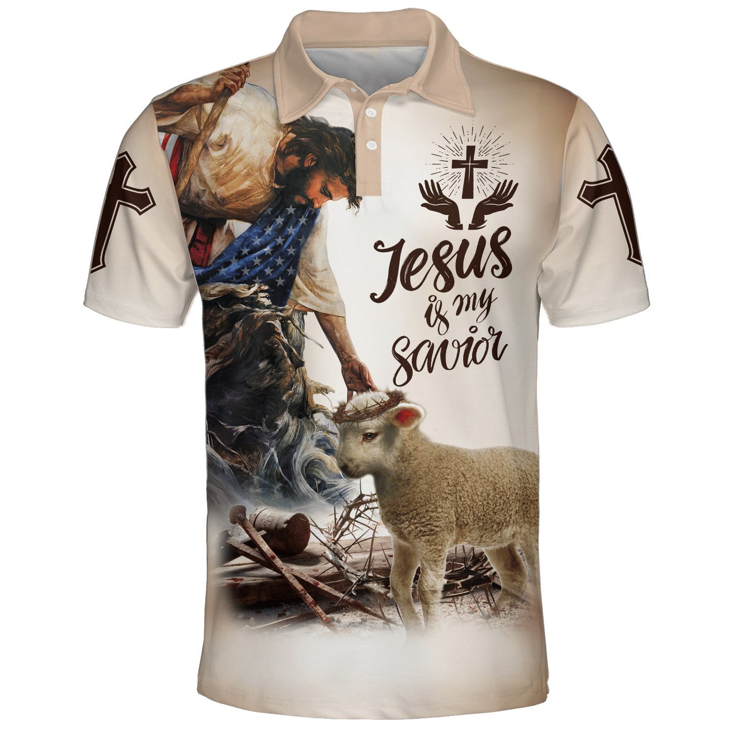 Jesus Is My Savior Lamb Polo Shirt - Christian Shirts & Shorts