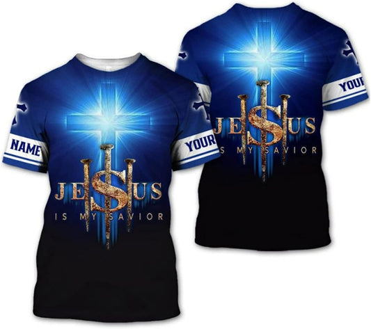 Jesus Is My Savior Light Cross All Over Printed 3D T Shirt - Christian Shirts for Men Women