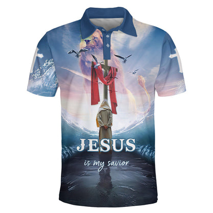 Jesus Is My Savior Lion And Cross Polo Shirt - Christian Shirts & Shorts