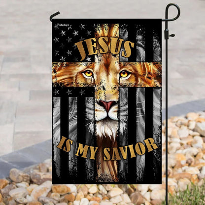 Jesus Is My Savior Lion Christian Cross House Flag - Christian Garden Flags - Christian Flag - Religious Flags