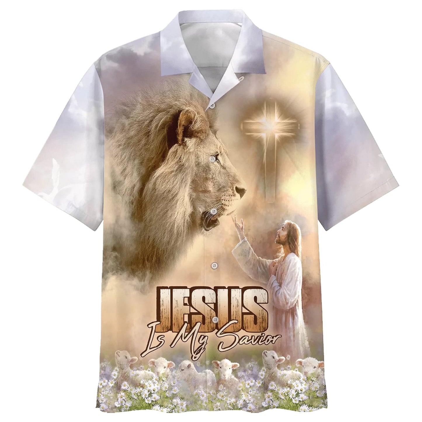 Jesus Is My Savior Lion Hawaiian Shirt - Best Hawaiian Shirts - Christian Hawaiian Shirt
