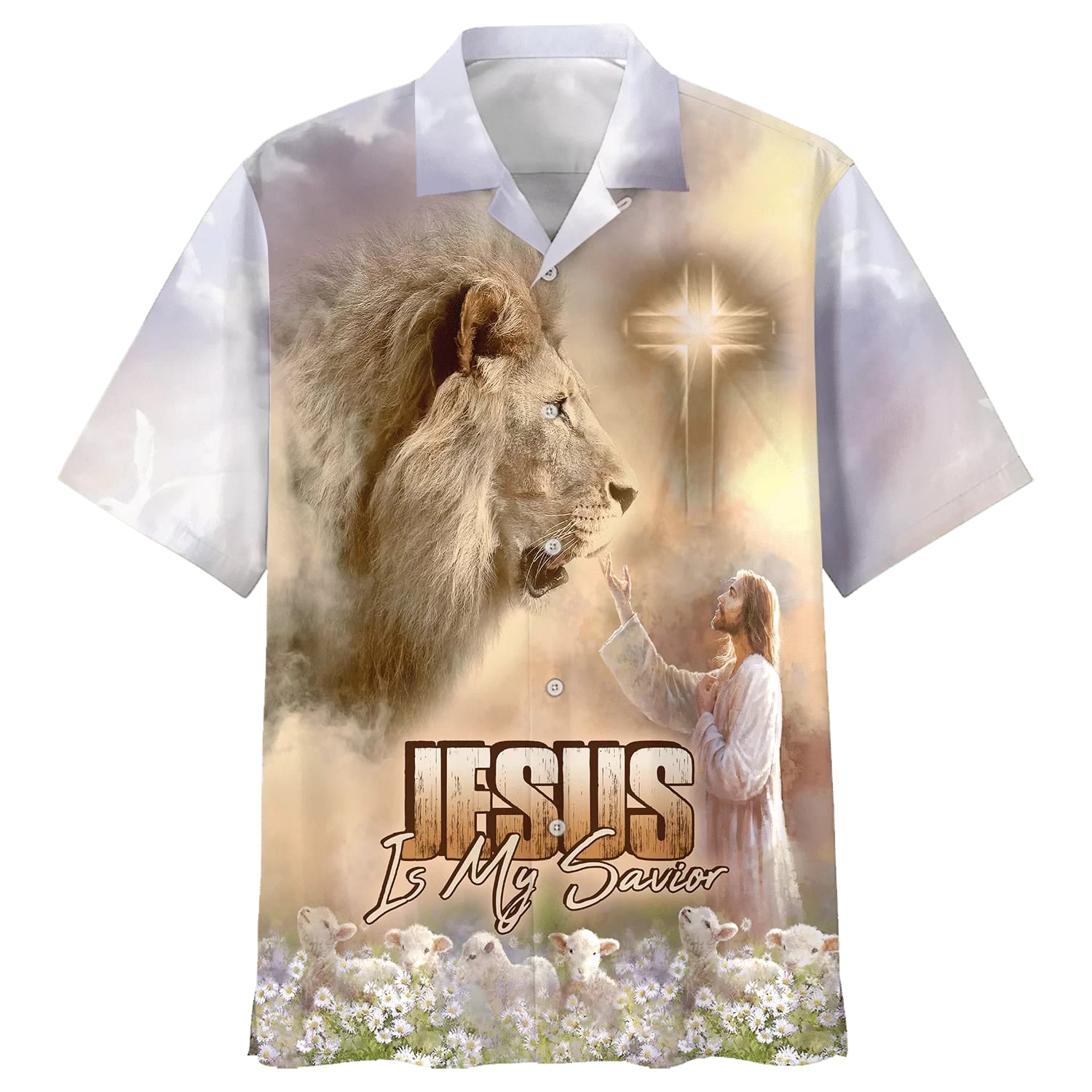 Jesus Is My Savior Lion Hawaiian Shirt - Best Hawaiian Shirts - Christian Hawaiian Shirt