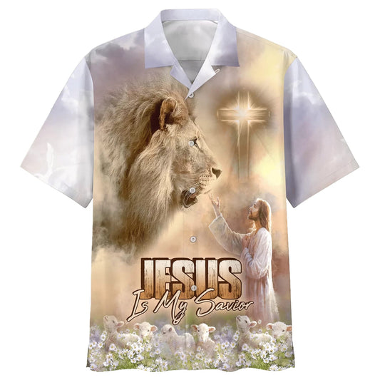Jesus Is My Savior Lion Hawaiian Shirt - Best Hawaiian Shirts - Christian Hawaiian Shirt
