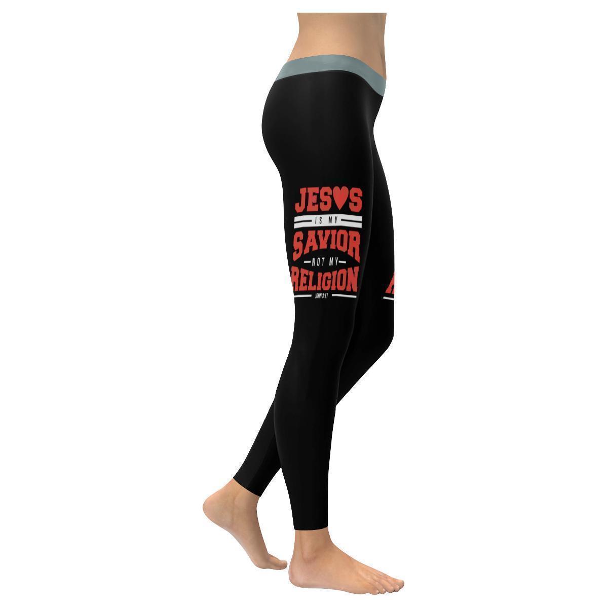 Jesus Is My Savior Not My Religion John 317 Christian Upf40+ Womens Leggings - Christian Leggings For Women