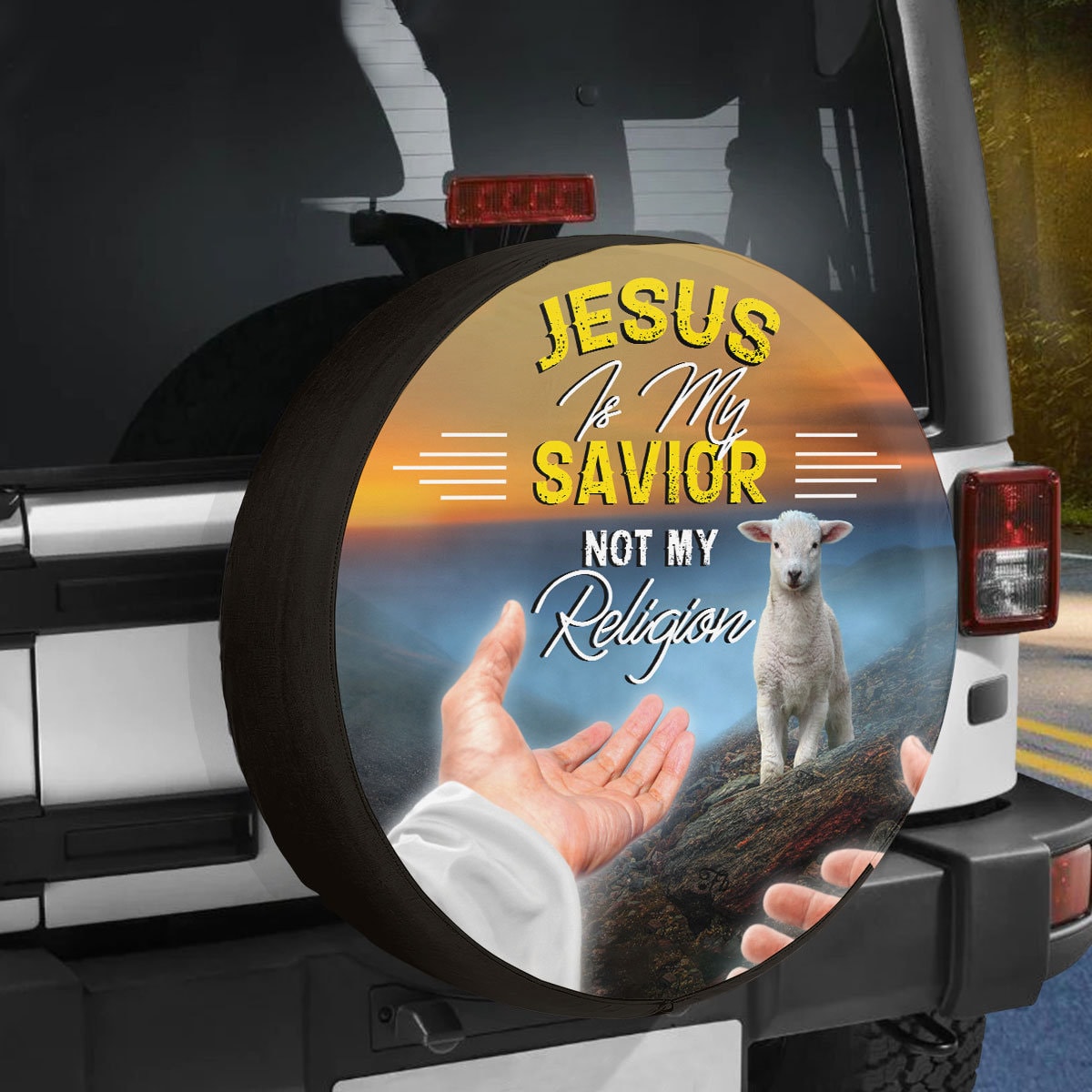 Jesus Is My Savior Spare Tire Cover - Jesus Lamb Tire Covers - Christian Tire Cover