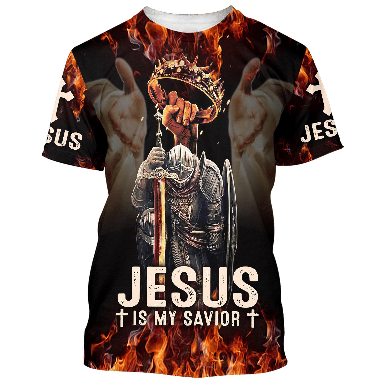 Jesus Is My Savior Warrior Crown Of Thorns 3d T-Shirts - Christian Shirts For Men&Women