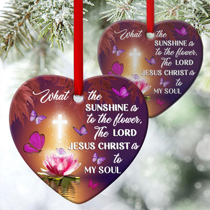 Jesus Is My Soul - Beautiful Lotus And Butterfly Ceramic Heart Ornament- Christian Hanging Gift