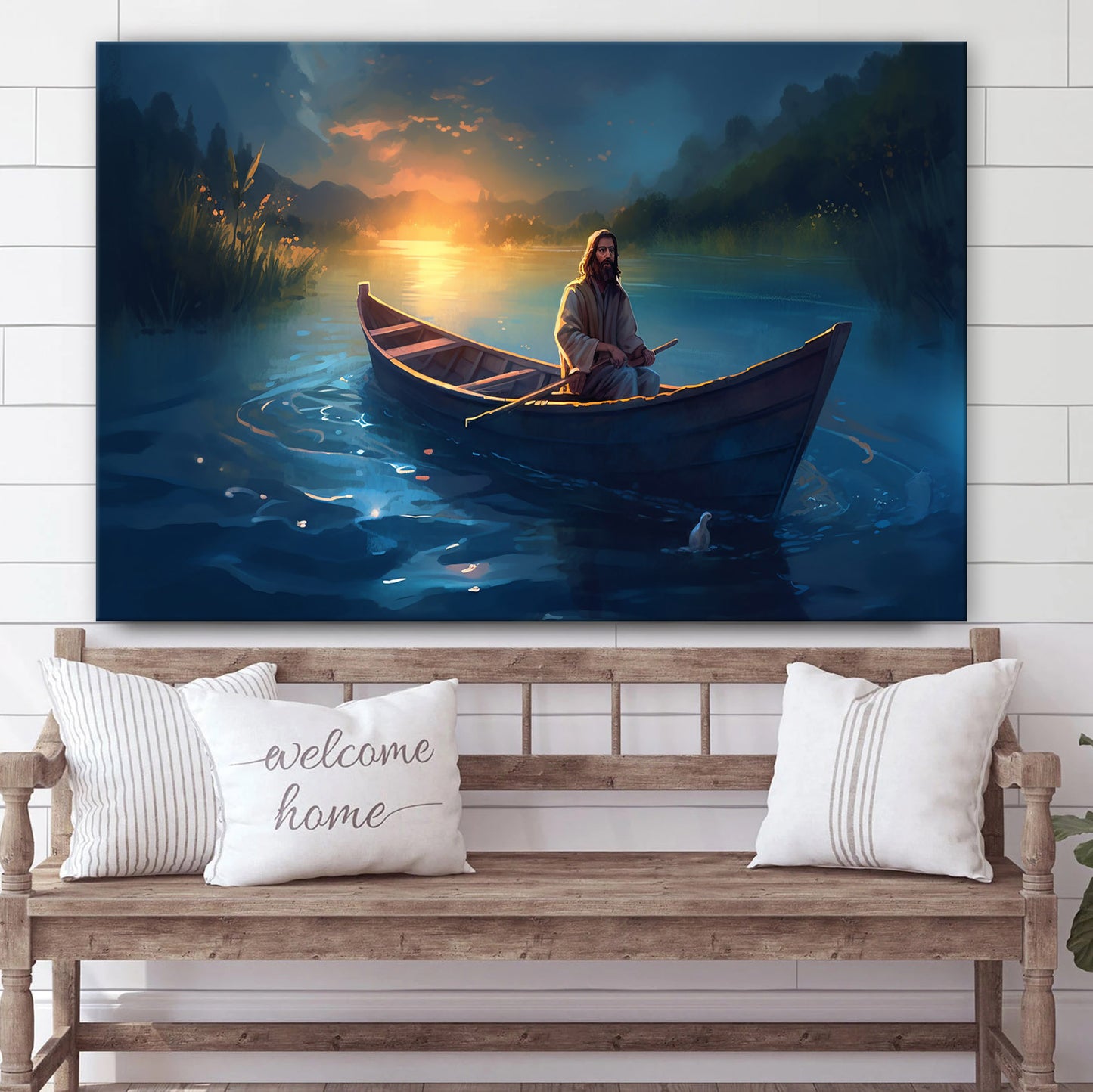 Jesus Is On The Boat - Canvas Picture - Jesus Christ Canvas - Christian Wall Art