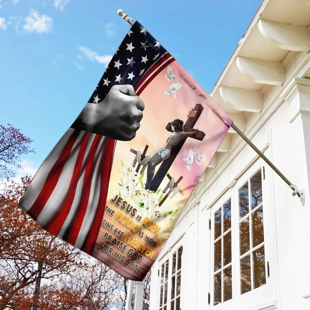 Jesus Is Risen 1 Christian Easter Day Flag - Easter House Flags - Christian Easter Garden Flags