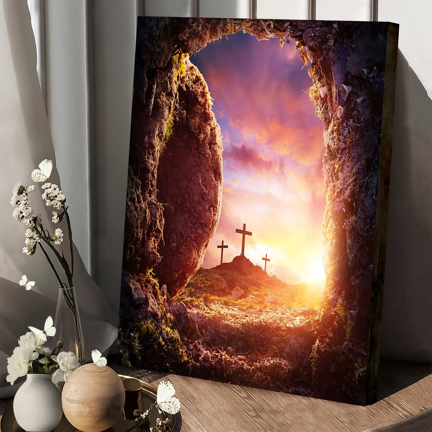 Jesus Is Risen Cross - Canvas Pictures - Jesus Canvas Art - Christian Wall Art