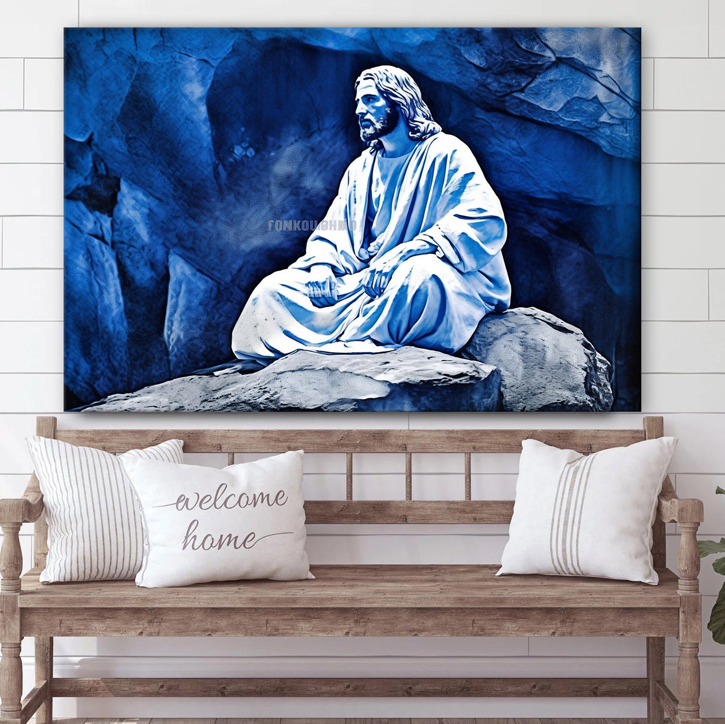 Jesus Is Sitting On A Large Rock - Canvas Picture - Jesus Christ Canvas - Christian Wall Art