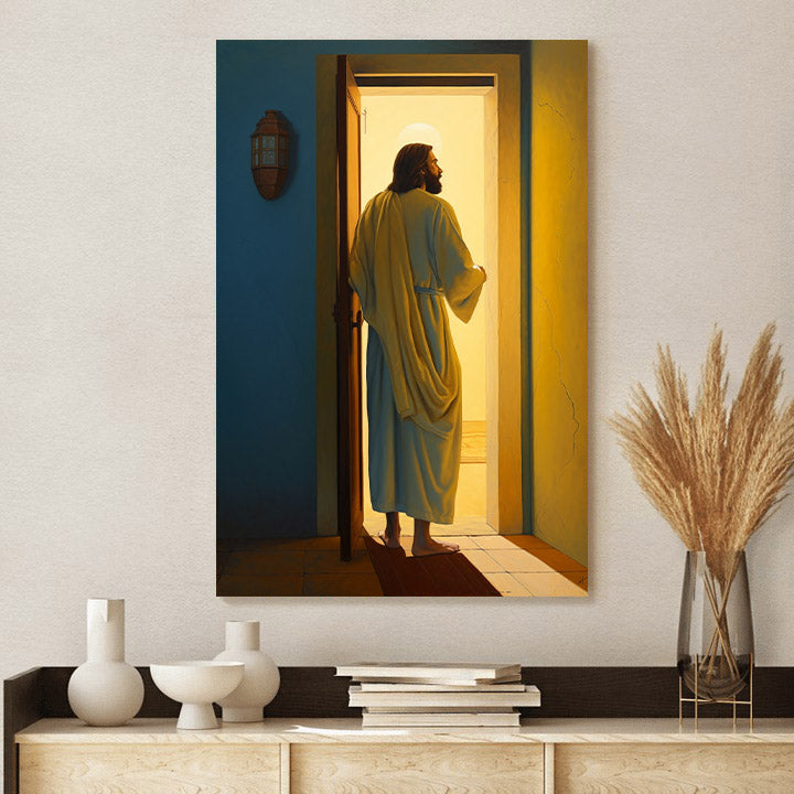 Jesus Is Standing Beside The Door - Canvas Picture - Jesus Christ Canvas - Christian Wall Art