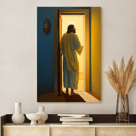 Jesus Is Standing Beside The Door - Canvas Picture - Jesus Christ Canvas - Christian Wall Art